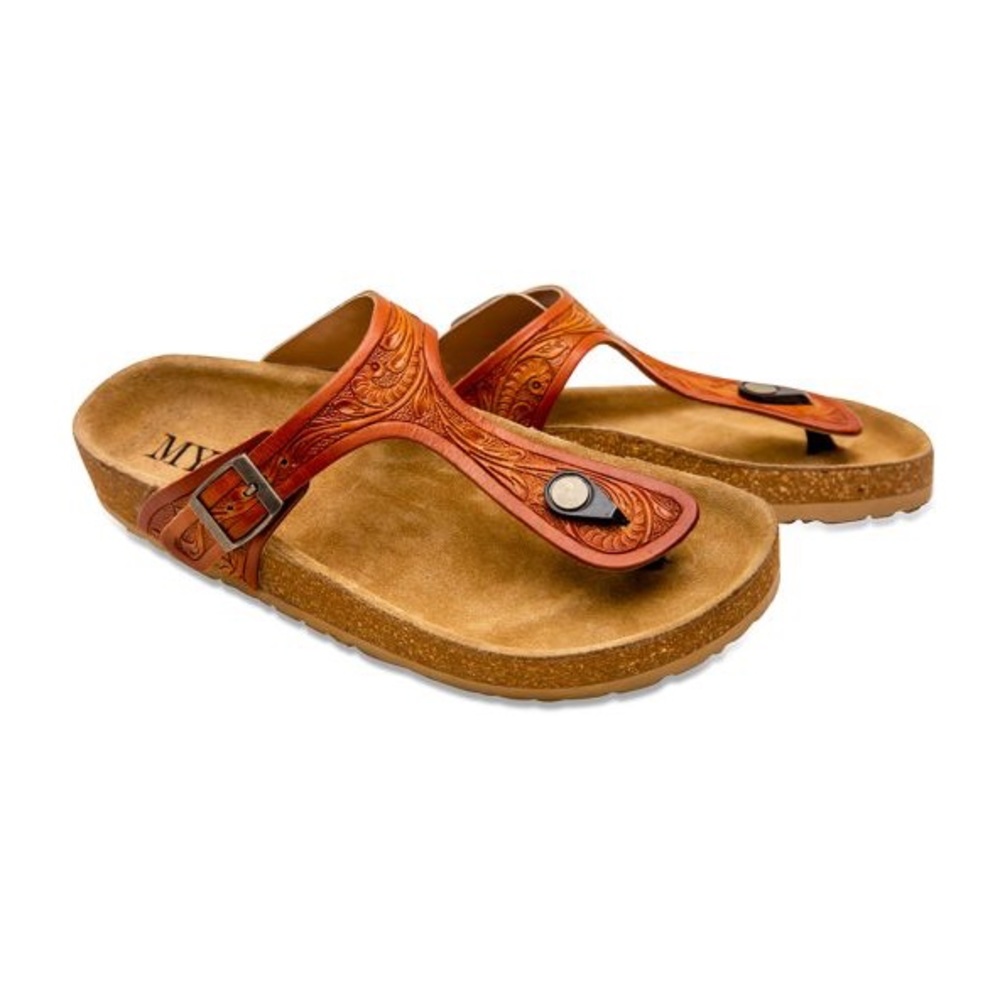 Myra Crockler Western Hand-Tooled Sandals Leather Various Sizes NWT New - Picture 8 of 8